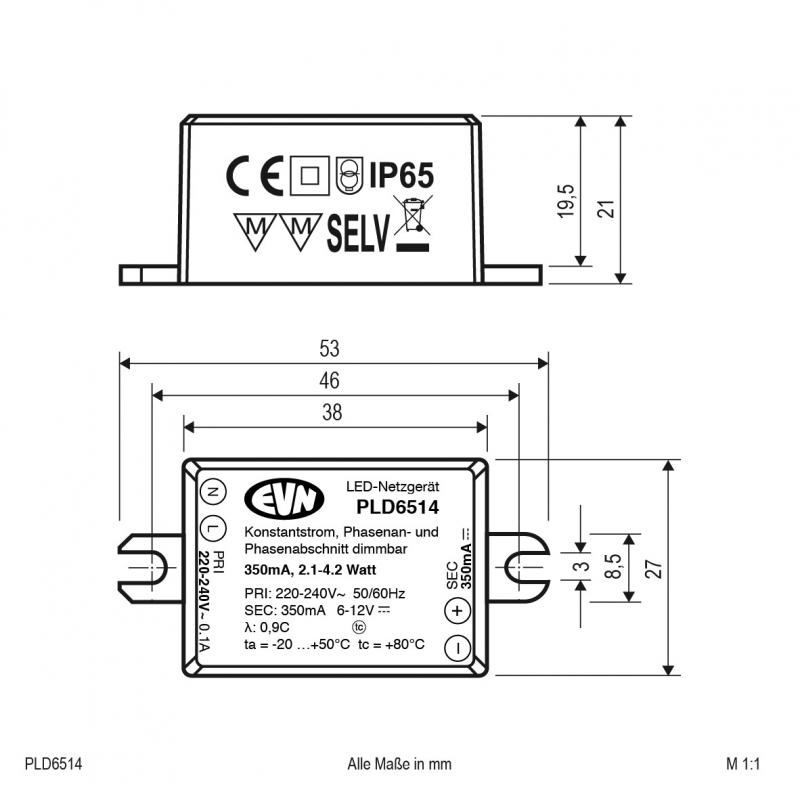 EVN 350mA LED-Netzgerät PLD6514