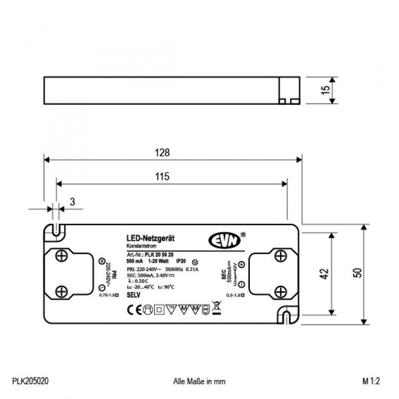 EVN 500mA LED-Netzgerät PLK205020