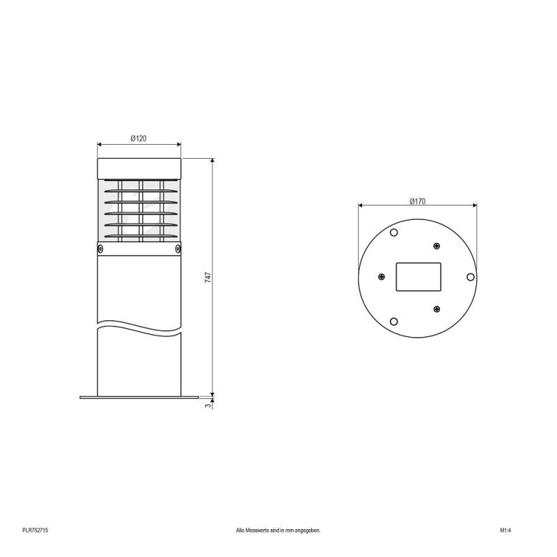 EVN Pollerleuchte Aluminium Druckguss E27 IP54 Anthrazit 750 mm inkl. Bodenanker