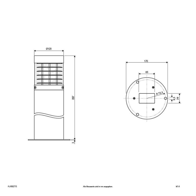 EVN Pollerleuchte Aluminium Druckguss E27 IP54 Anthrazit 900 mm inkl. Bodenanker