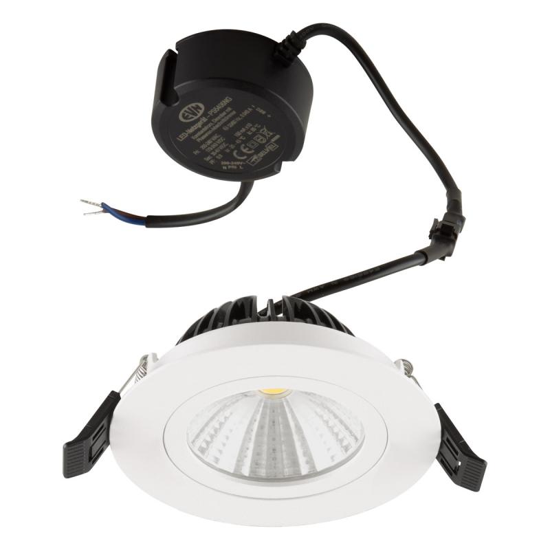 EVN PS54060102 COB LED Deckeneinbauleuchte 5,5W 3000K Weiß schwenkbar IP54 Einbaudurchmesser 68 mm