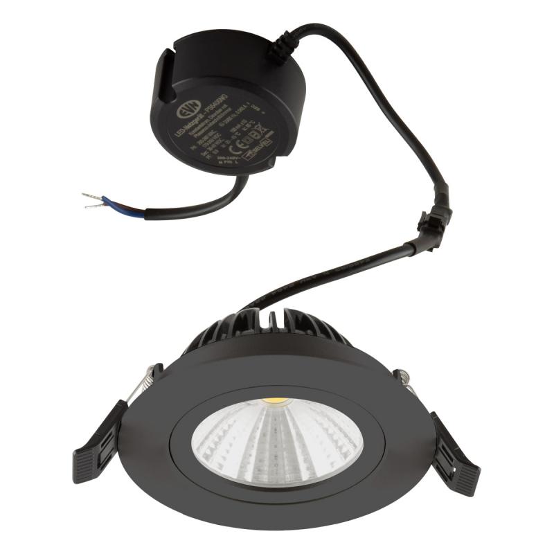EVN PS54060940 COB LED Deckeneinbauleuchte 5,5W 4000K Schwarz schwenkbar IP54 Einbaudurchmesser 68 mm