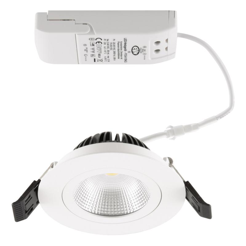 EVN PS54100102 COB LED Deckeneinbauleuchte 10W 3000K Weiß schwenkbar IP54 • Einbaudurchmesser: 85 mm