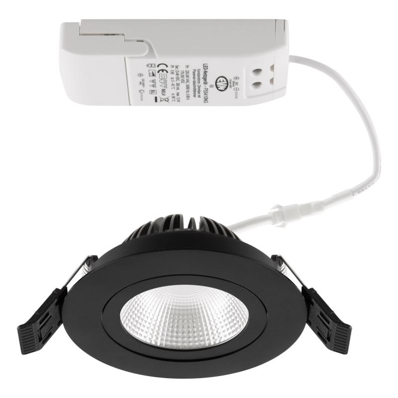 EVN PS54100940 COB LED Deckeneinbauleuchte 10W 4000K Schwarz schwenkbar IP54 • Einbaudurchmesser: 85 mm