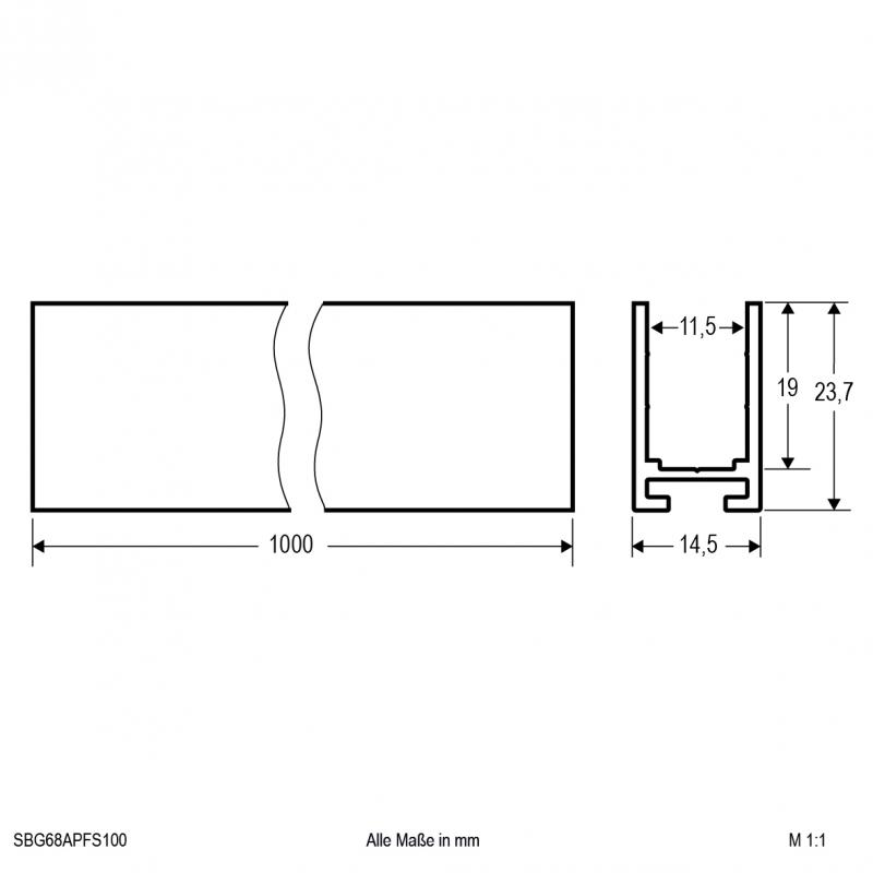 EVN Aluprofil zur geradlinigen Führung für BIG SIDEVIEW IK10 SBG68APFS100