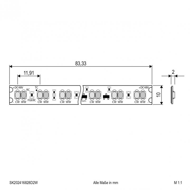 EVN Niedervolt LED-Strip, IP20, konfektionierbar SK202416828D2W