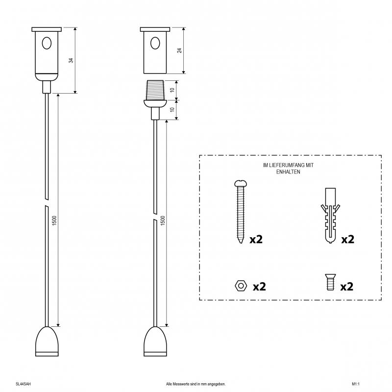EVN Seilabhängung für FLAT MIRROR Serie SL44SAH