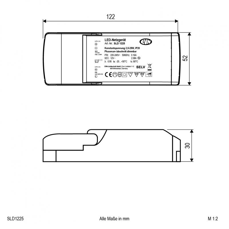 EVN 12V/DC LED-Netzgerät, dimmbar SLD1225
