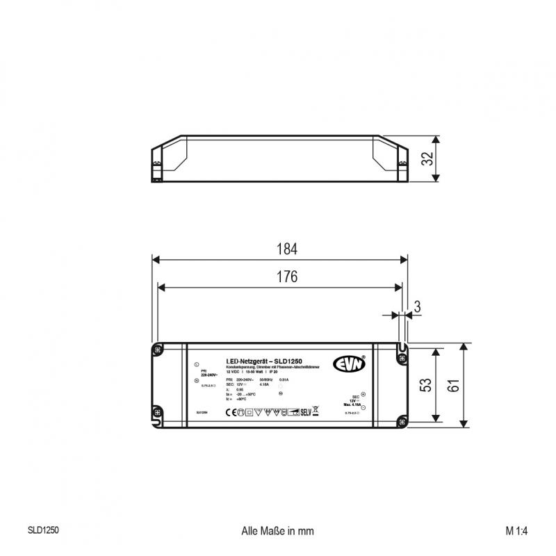 EVN 12V/DC LED-Netzgerät, dimmbar SLD1250