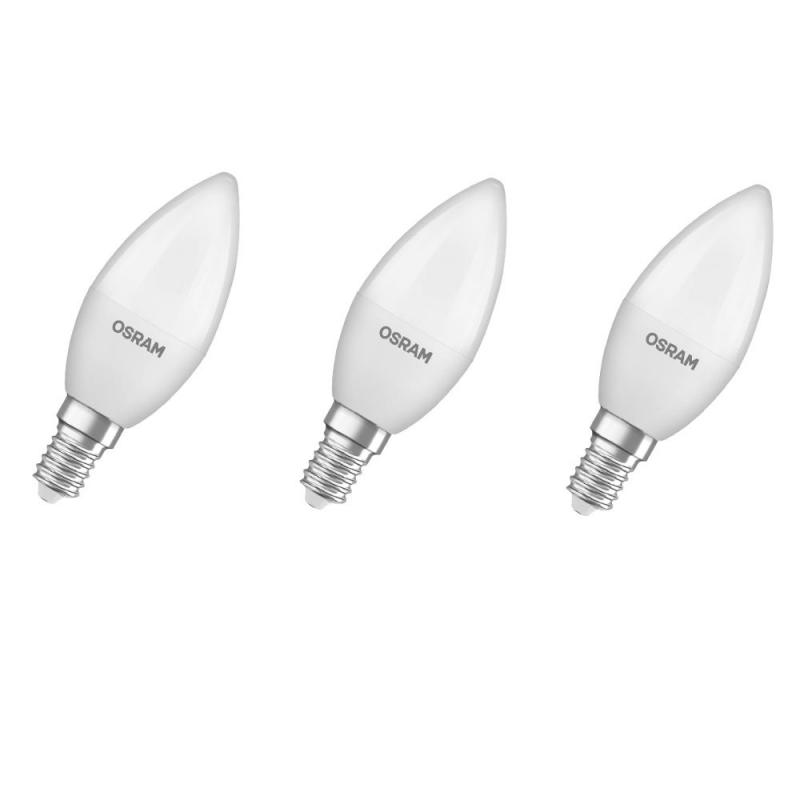 3er Pack OSRAM E14 LED Lampe Classic B 40 in Kerzenform matt 4,9W wie 40W kaltweißes Licht 6500K