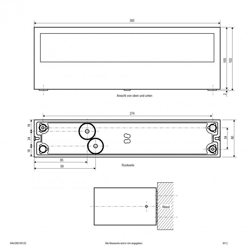 EVN 2-flammige LED-Wandleuchte, IP65 WAUD65150125