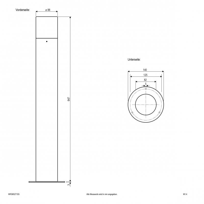 EVN Pollerleuchte aus Aluminium, IP44 WRS652715S