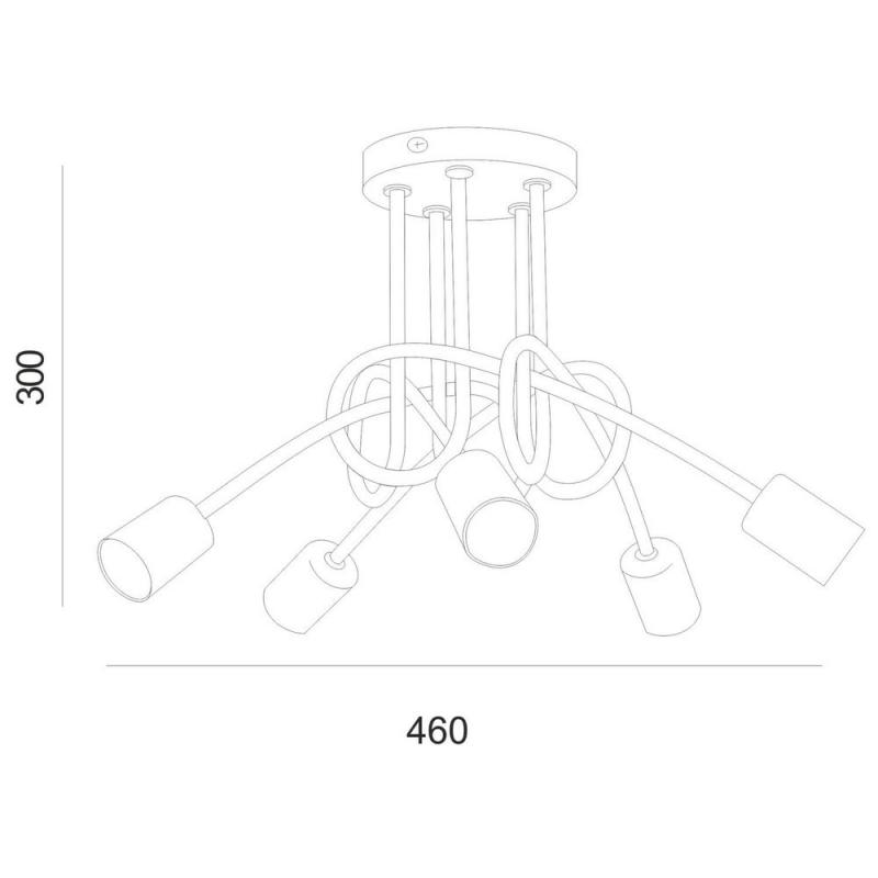 Bioledex Junges Wohnen 5-flammige Deckenleuchte mit gebogenen Armen  in Schwarz