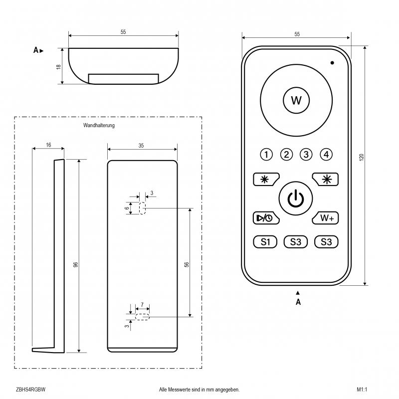 EVN Zigbee 4-Kanal RGBW-Handsender ZBHS4RGBW