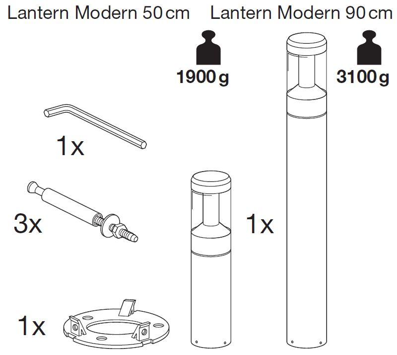 50cm Osram ENDURA STYLE Lantern Wegeleuchte 12W Modern Dunkelgrau - Pollerleuchte mit blendarmem Licht aus Aluminium, IP54