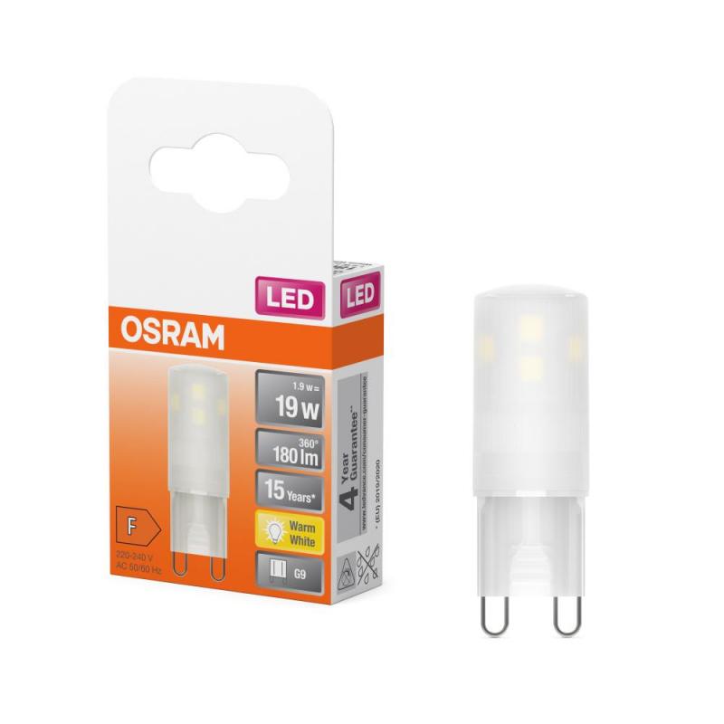 OSRAM LED PIN G9 Stiftsockel Lampe 1,9W wie 19W warmweißes Licht 2700k, EEK: F (Spektrum: A bis G)