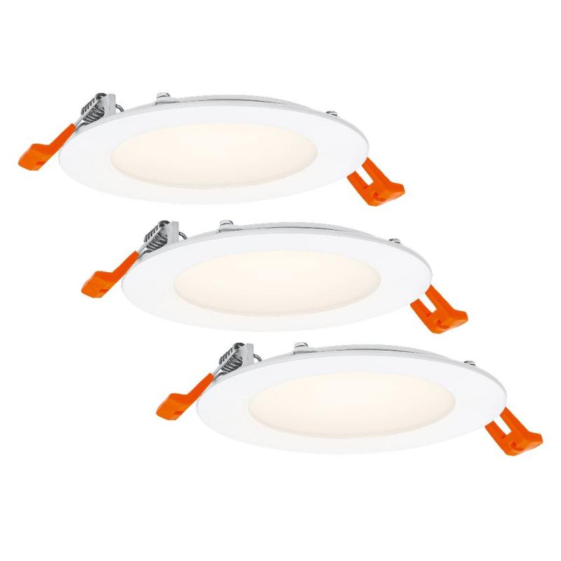 3er Set OSRAM Downlight ultra slim ø12cm LED-Einbauleuchte 8W Warmweißes Licht Weiß - mit integriertem Treiber IP20 - für diverse Innenraumanwendungen, inkl. Montagezubehör