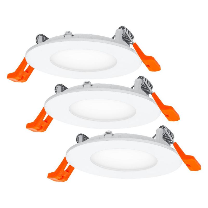3er Set OSRAM Downlight ultra slim ø8cm LED-Einbauleuchte 4.5W Warmweißes Licht Weiß - mit integriertem Treiber, schmal, IP20, für diverse Innenraumanwendungen, inkl. Montagezubehör