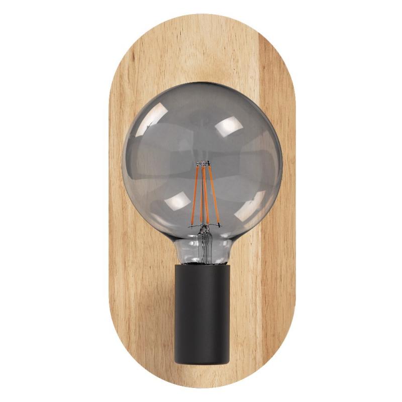 OSRAM Wandleuchte Decor WOOD in Schwarz-Braun aus Holz & Metall mit E27 Fassung