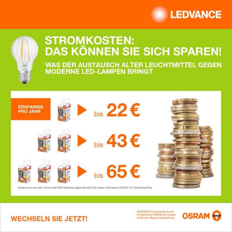 Ledvance LED Classic Edison 60 Filament Energy Efficiency Class A 3,8W 827 Klar E27