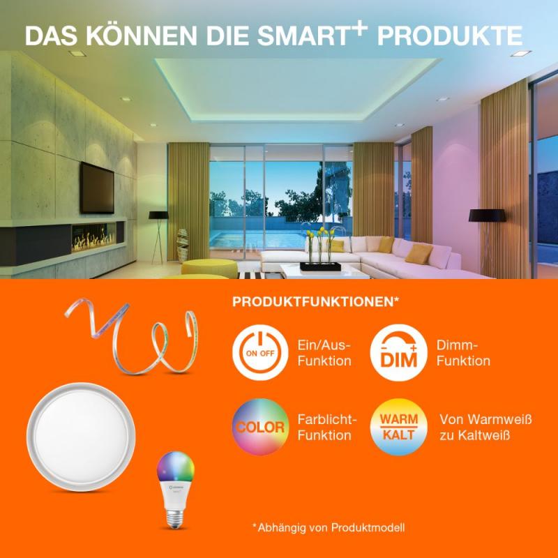OSRAM SMART+ LED Lampe E27 Zigbee DIMM 9W wie 60W 2700K warmweißes Licht