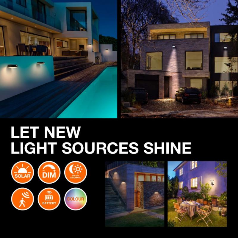 OSRAM LED Solar Wandleuchte Endura Style Solar Wall Oxford - indirekte Beleuchtung, wiederaufladbarer Akku, IP44, warmweiße Lichtfarbe