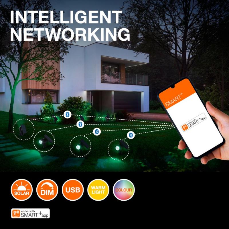 OSRAM Smart+ Bluetooth Solar LED Erdspießleuchte Path Light Multicolor & Sensor