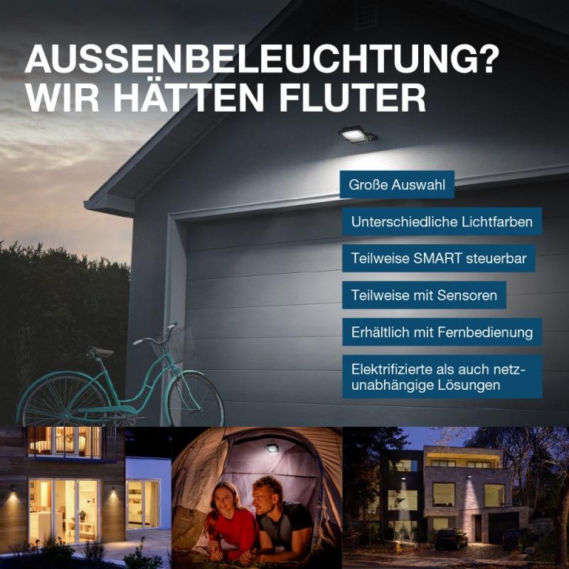 BELLALUX FLOODLIGHT VITAL SENSOR 20W 865 BLACK IP65 LED Außenstrahler
