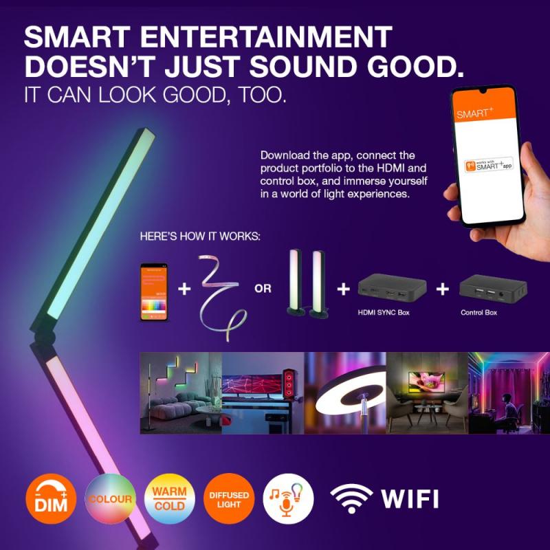 174cm OSRAM SMART+ WiFi Convert Magic LED-Dekoleuchte - dynamischer Magic RGB-Lichteffekt