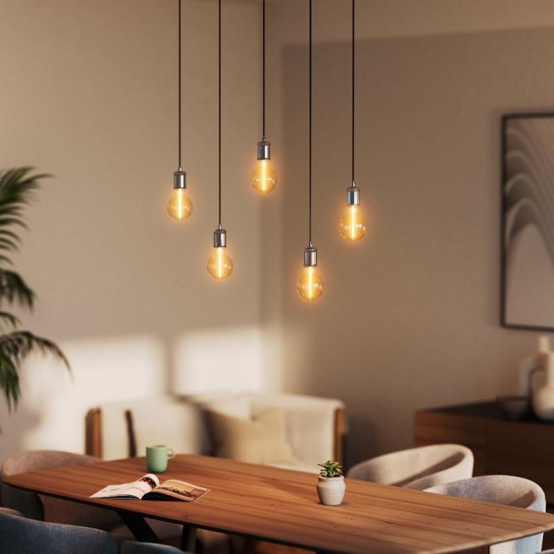 OSRAM VINTAGE 1906 PenduLum BOBBIN Ø 10 cm Grau - Schlichte Pendelleuchte mit stoffummanteltem Kabel und E27 Fassung ohne Leuchtmittel