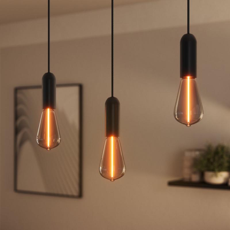 OSRAM VINTAGE 1906 4099854419515 ROUND Ø 10 cm Schwarz - Schlichte Pendelleuchte mit stoffummanteltem Kabel und E27 Fassung ohne Leuchtmittel