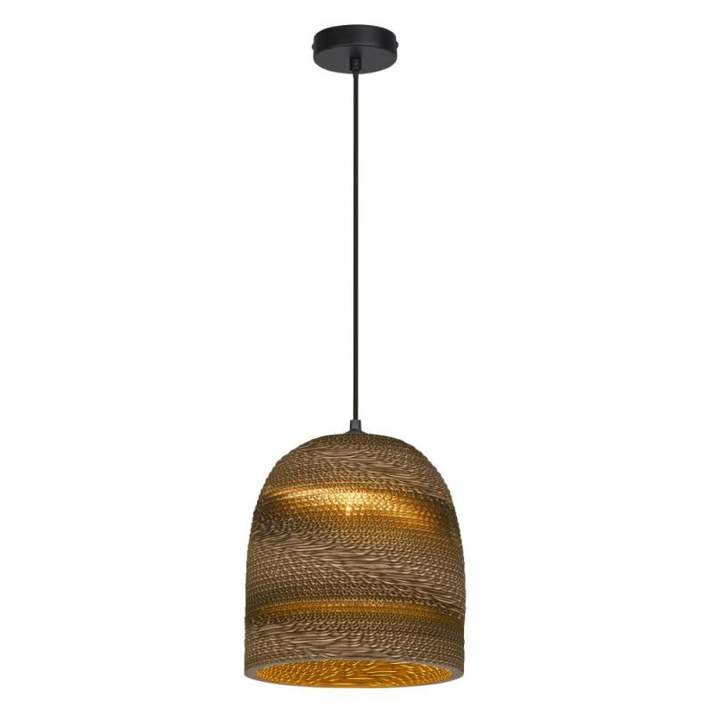 LEDVANCE Pendelleuchte Decor Cardboard Ball braun aus Wellpappe mit Textilkabel