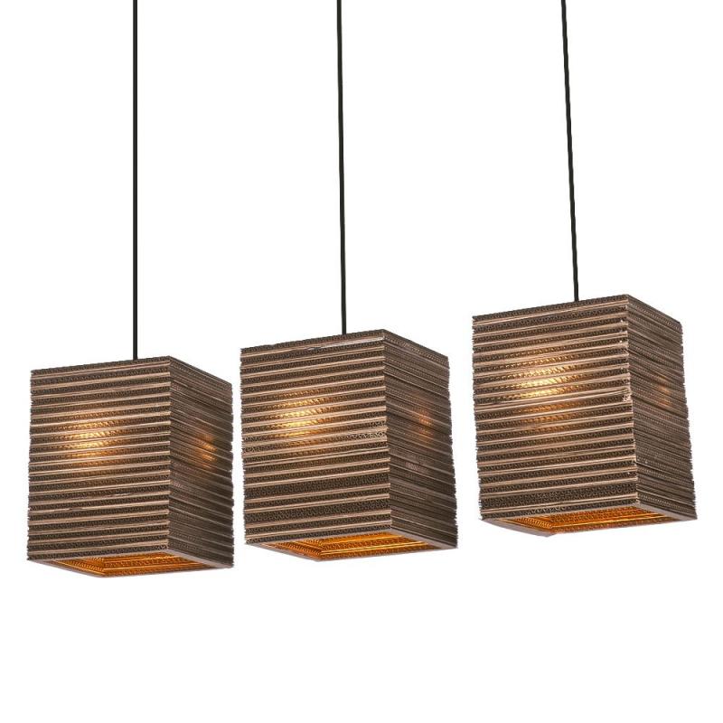 OSRAM Pendelleuchte Decor Cardboard Square 3-flammig braun, aus Wellpappe