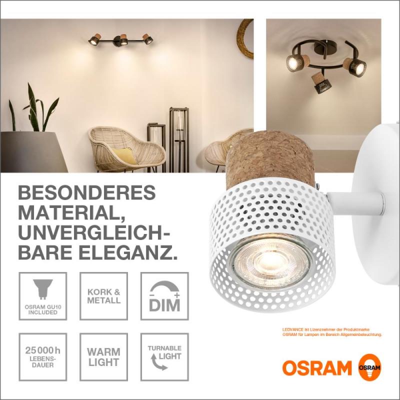 LEDVANCE Nachhaltiger LED Spot Cork 3er Strahler Schwarz