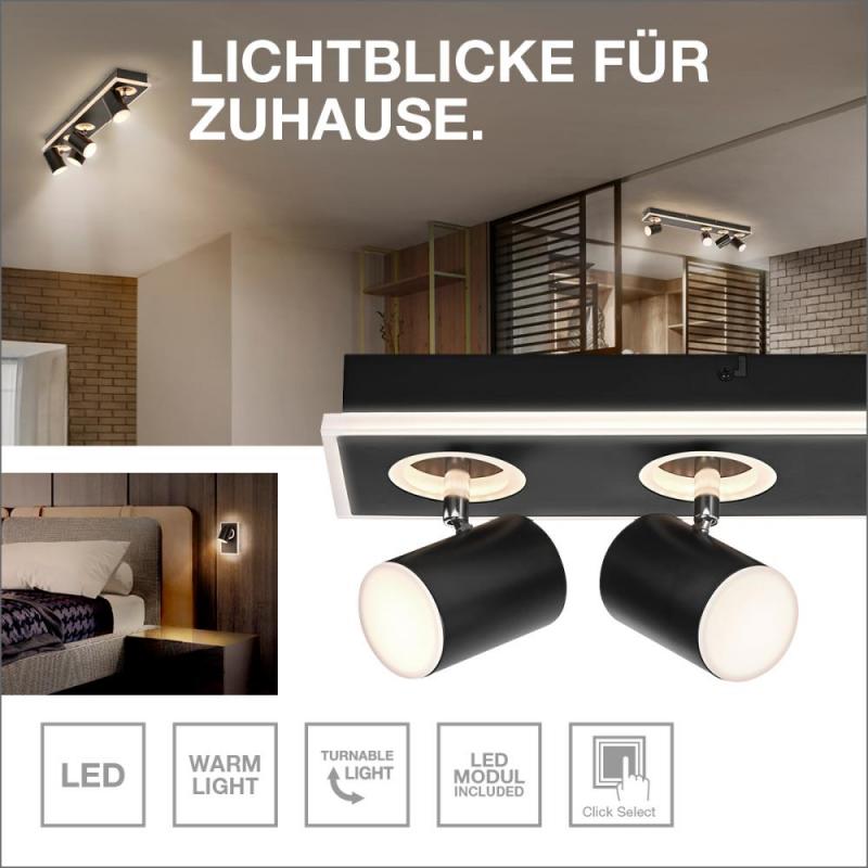 OSRAM 3er LED Strahler Decor Spot Mars Schwarz mit Click Select - mit flexiblen Strahlern, Lichtquelle über den Wandschalter auswählbar