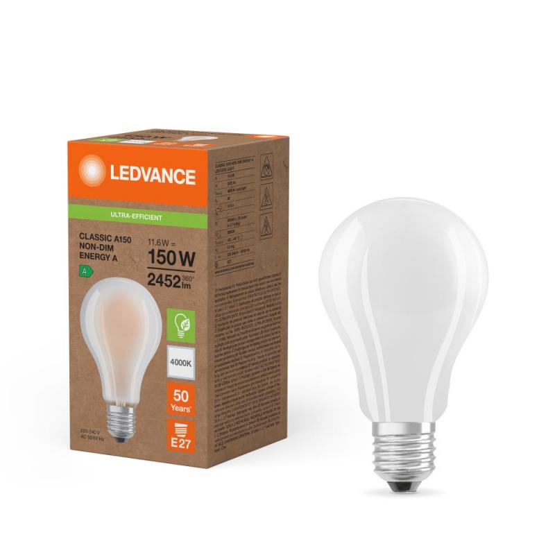 Ledvance E27 Besonders effiziente LED Lampe Classic mattiert 11,6W wie 150W 4000K neutralweißes Licht