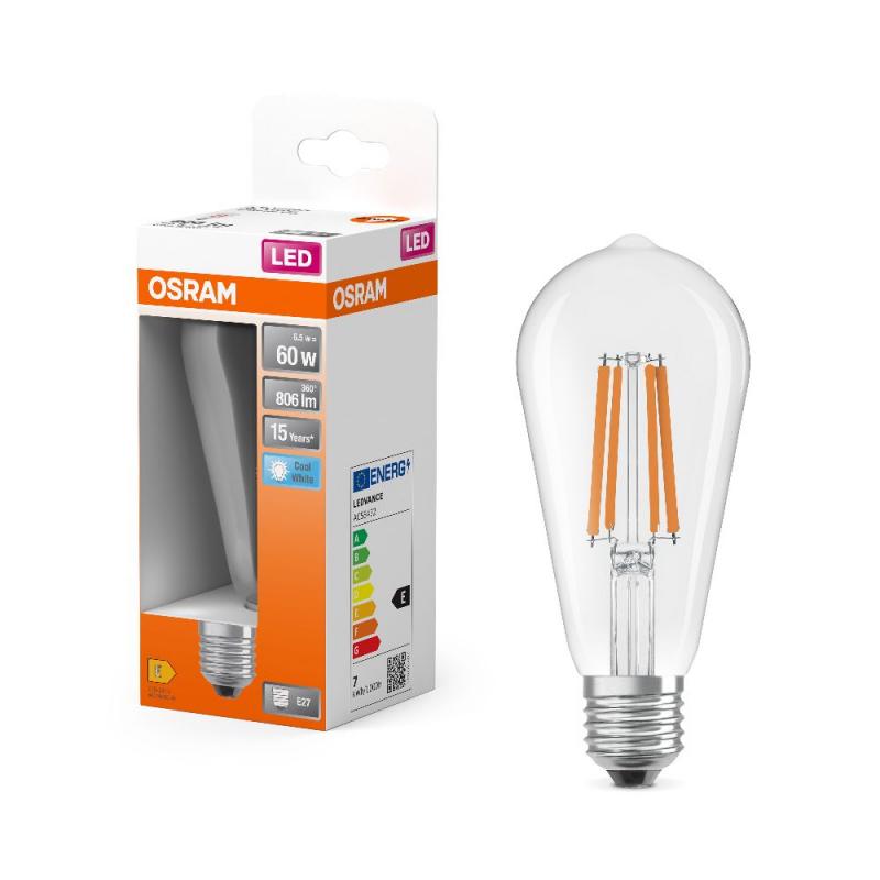 OSRAM E27 Star Classic Edison 60 Filament 6.5W wie 60W 4000K universalweißes Licht