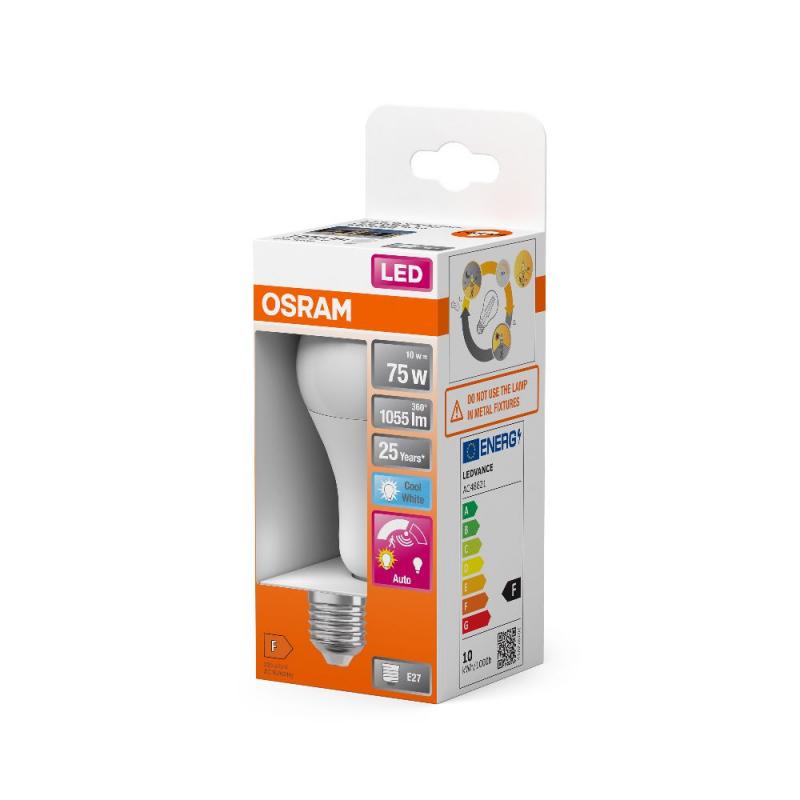 Osram E27 LED Classic A 75 Motion Sensor mit Automatikfunktion Dämmerung & Bewegung 10W wie 75W neutralweiß 4000K