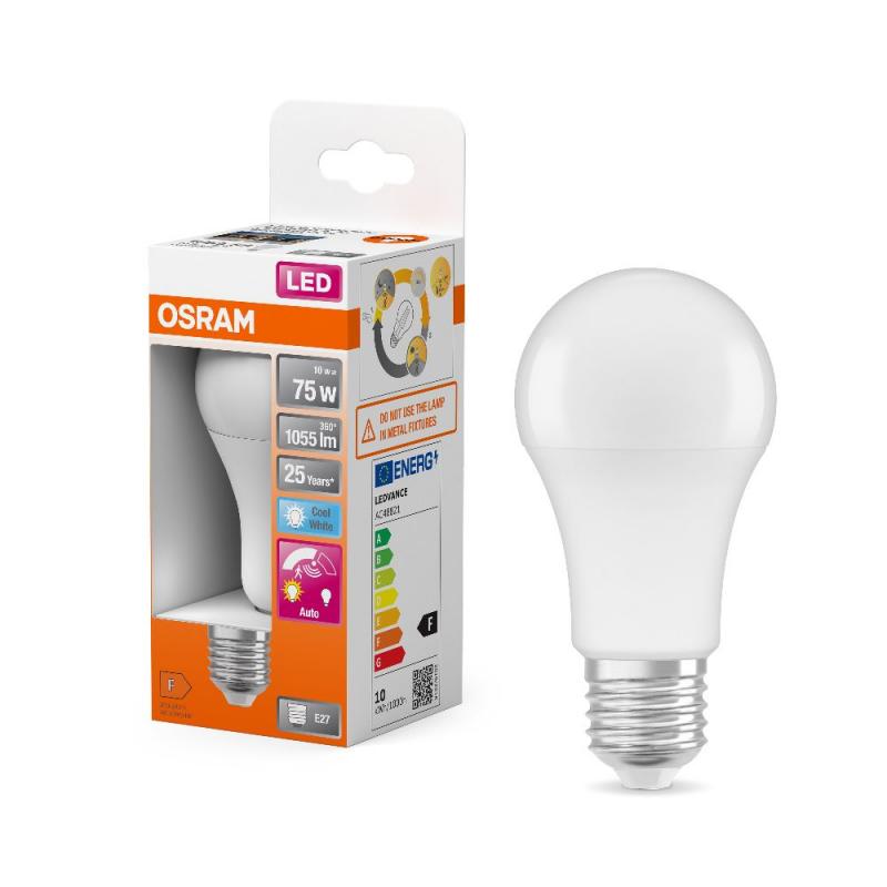 Osram E27 LED Classic A 75 Motion Sensor mit Automatikfunktion Dämmerung & Bewegung 10W wie 75W neutralweiß 4000K