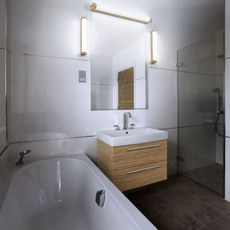 OSRAM Obris Tube Frost Glass Wandlampe & Spiegelleuchte fürs Badezimmer Click CCT Dimmbar 60CM IP44 Wood Decor - mit umschaltbarer Farbtemperatur