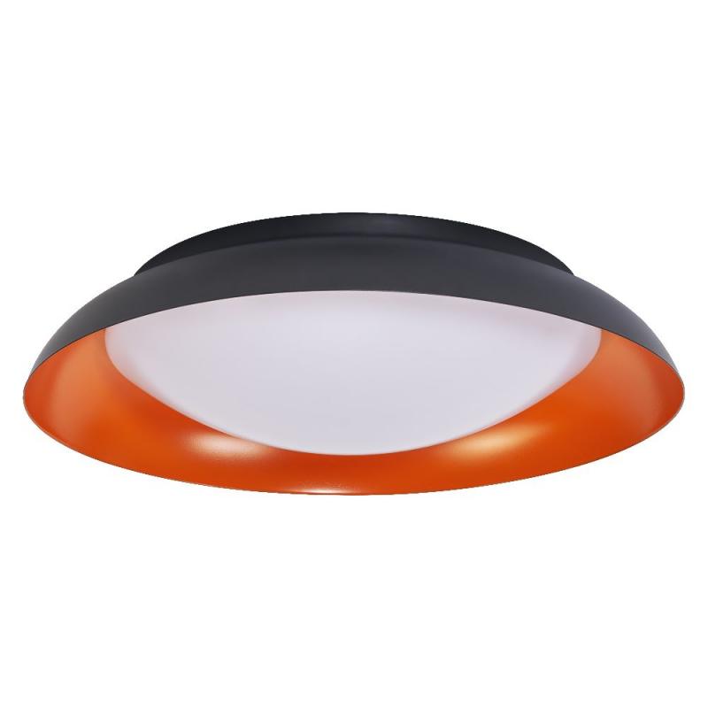 OSRAM Deckenleuchte Orbis Plate 35W Ø 43 cm - Dekorative Leuchte aus Stahl in Schwarz / Orange - dimmbar in drei Stufen durch wiederholtes Schalten