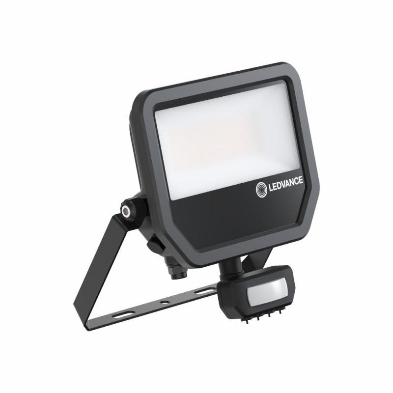 LEDVANCE Muliti Select schwarzer LED Fluter FL50 SN mit Sensor 41 W / 27 W 3000K warmweißes Licht - wählbare Wattageneinstellung (Multi Lumen)
