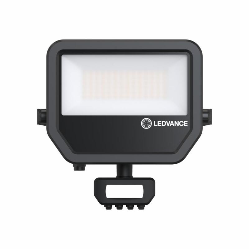 LEDVANCE Muliti Select schwarzer LED Fluter FL50 SN mit Sensor 41 W / 27 W 3000K warmweißes Licht - wählbare Wattageneinstellung (Multi Lumen)