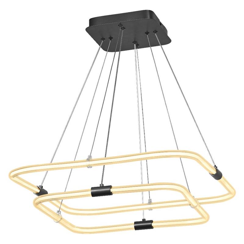 Osram Pendelleuchte Decor Tetragon Double in Anthrazit / Transparent 3-stufige dimmbar mit warmweißem Licht - imposantes Filament-Design