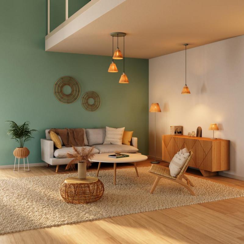 LEDVANCE Stehleuchte Decor Raffia Green aus Bast