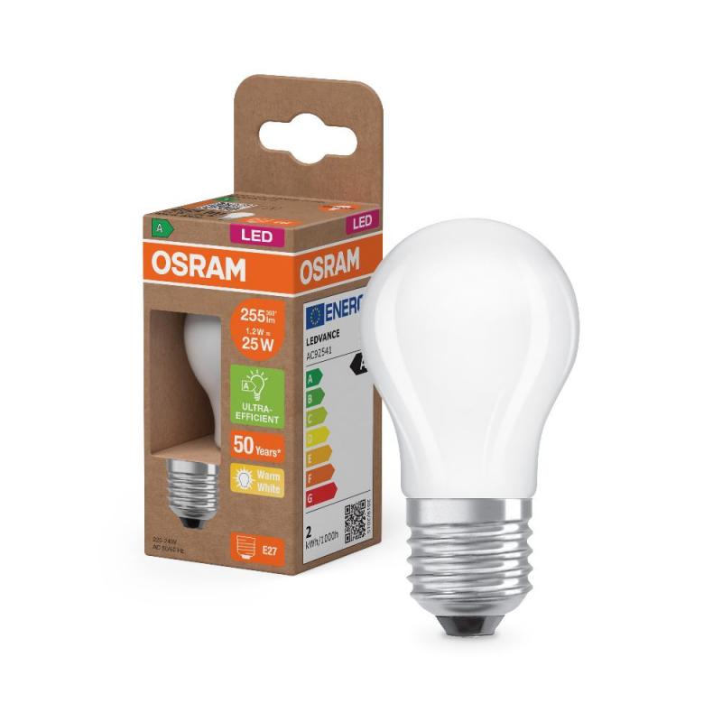OSRAM E27 LED Lampe Classic matt 1,2W wie 25W warmweißes Licht 2700K - Energy efficiency class A