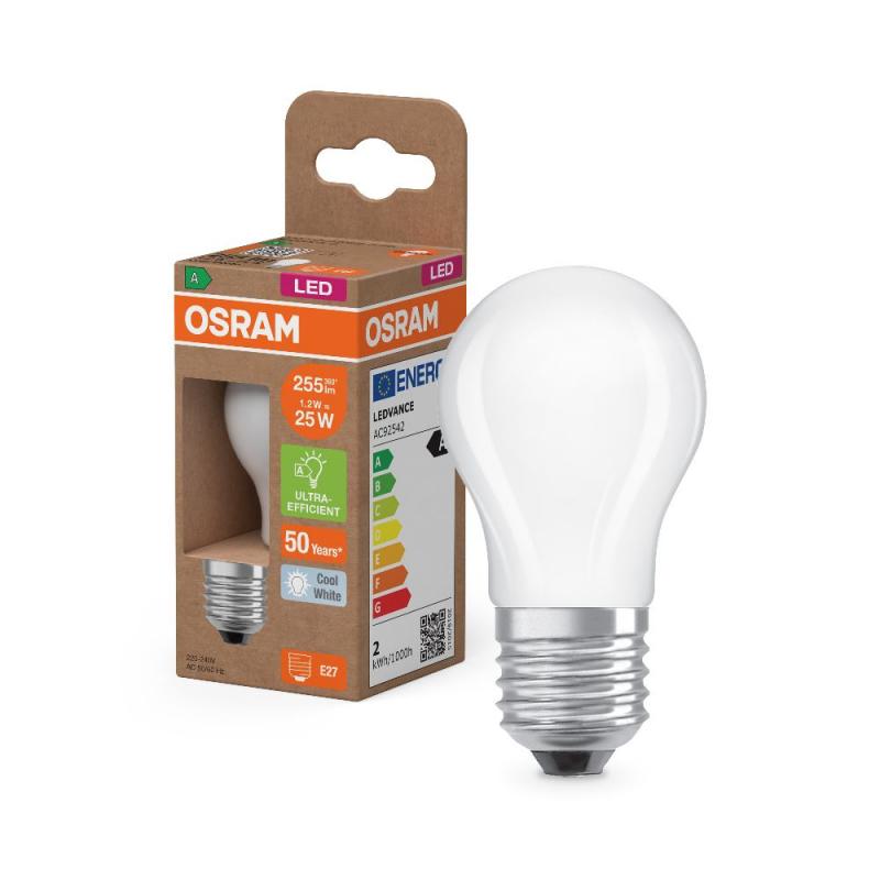 OSRAM E27 LED Lampe Classic matt 1,2W wie 25W neutralweißes Licht 4000K - Energy efficiency class A