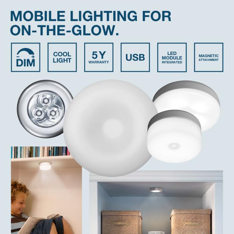 OSRAM LED Akku Garderoben und Möbelleuchte mobil - dimmbar und aufladbar via USB, IP20-Schutz, für Garderobe/Kinderschlafzimmer