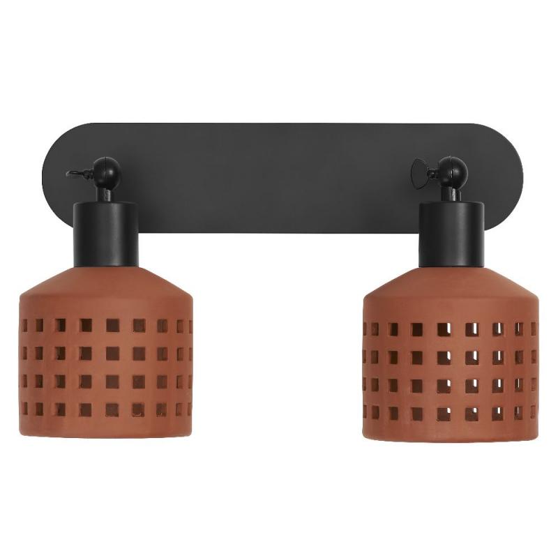 OSRAM Wandleuchte Decor Clay Windows aus Ton mit E27 Fassung braun - mit 2 verstellbaren  Lampenköpfen