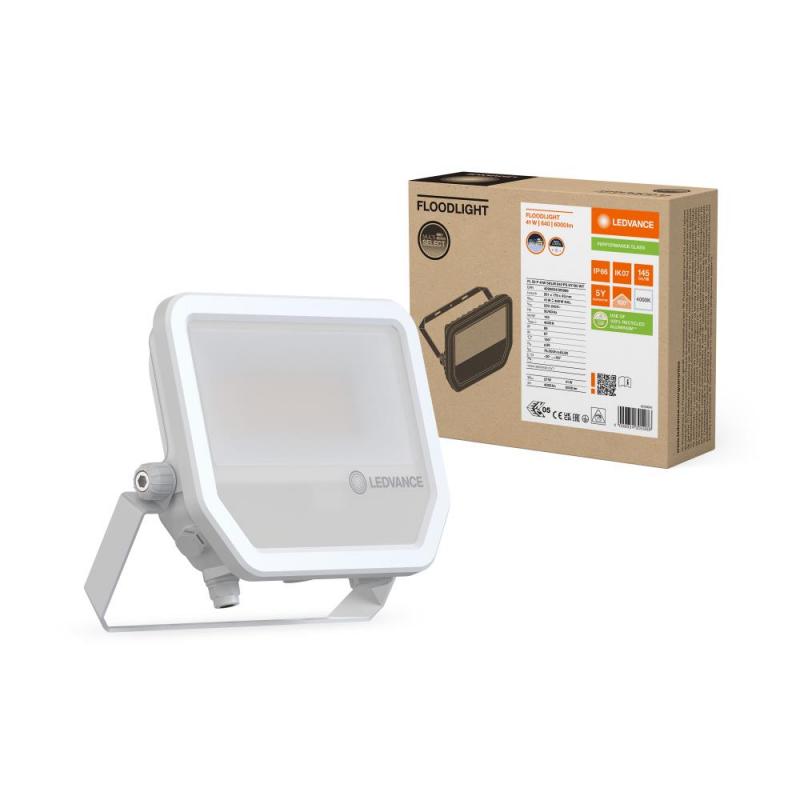 LEDVANCE Schwenkbarer weißer LED Außenwandstrahler FL50   41 W / 27 W 6500K Tageslichtweiß - wählbare Wattageneinstellung (Multi Lumen)